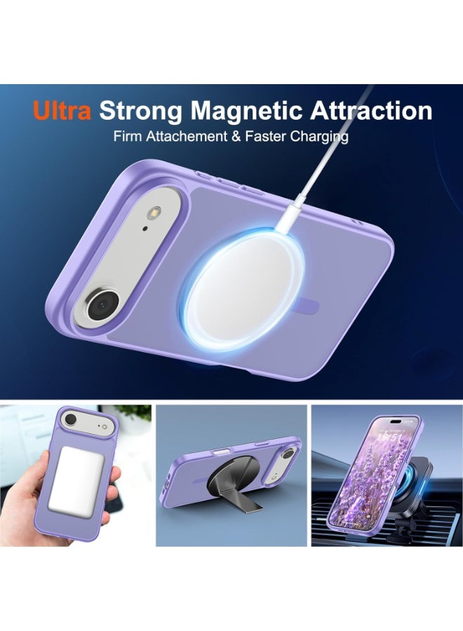 أكاليكس جراب مغناطيسي لهاتف آيفون 17 إير [مقاوم للصدمات ونحيف] غطاء خلفي صلب شفاف غير لامع مع حماية عالية الجودة | بنفسجي فاتح - Image 3